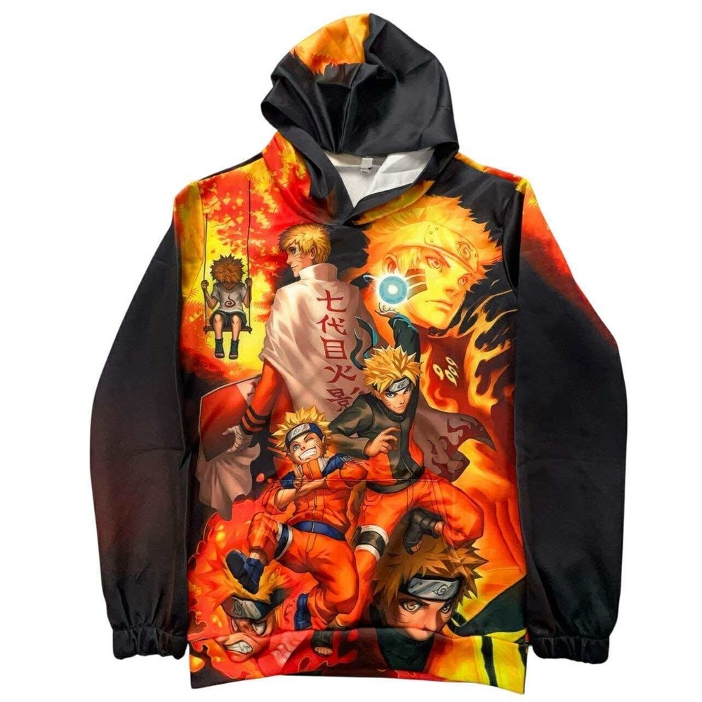 Naruto Uzumaki Anime Hoodie Pullover Graphic‎ Sweatshirt Manga Cosplay Fan NEW